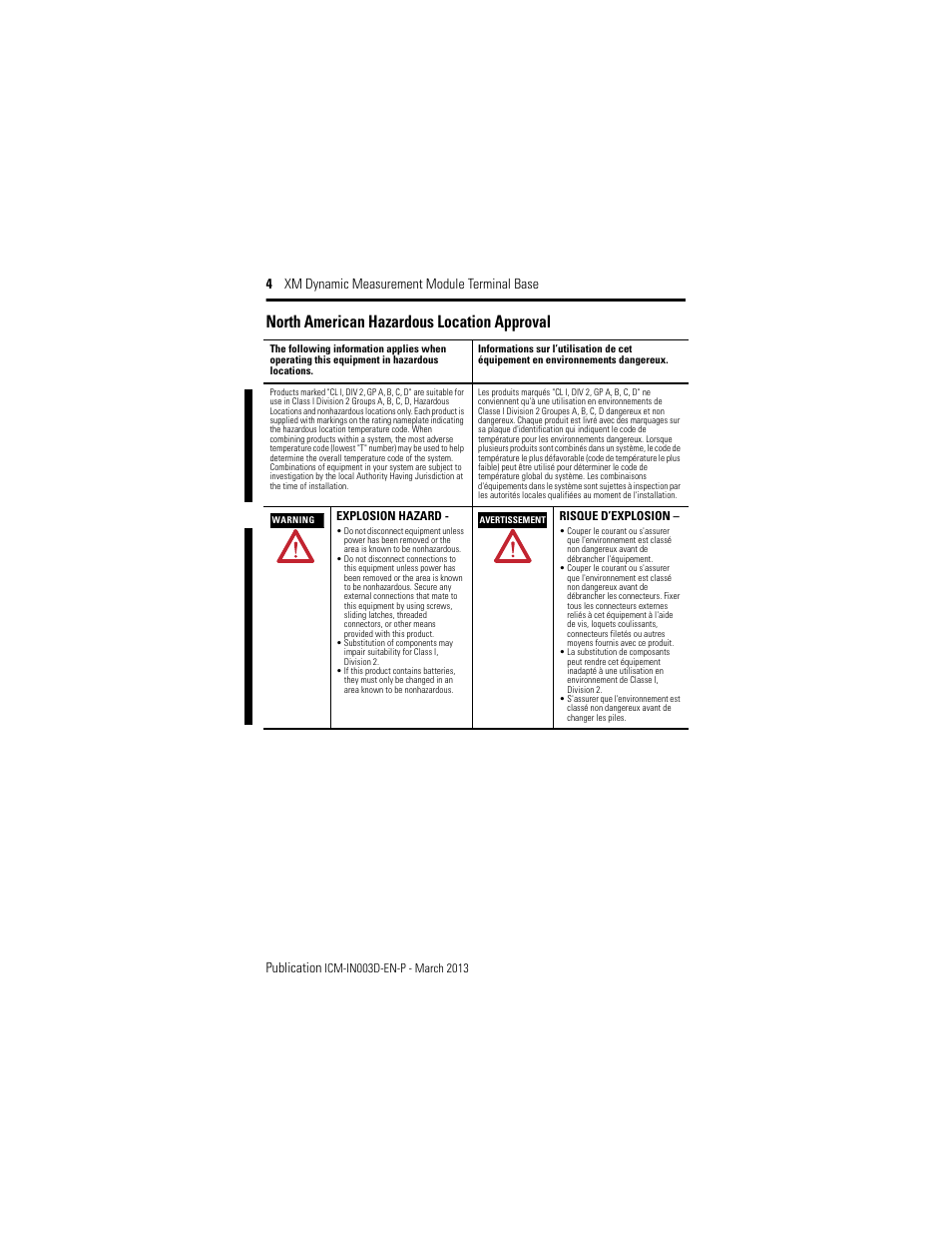 North american hazardous location approval | Rockwell Automation 1440-TBS-J XM Dynamic Measurement Module Terminal Base User Manual | Page 4 / 24