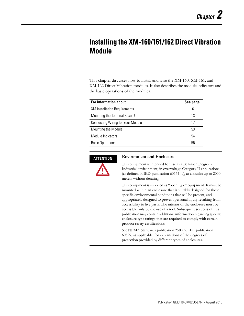 Chapter 2, Chapter | Rockwell Automation 1440-VDRP06-00RH XM-160/161/162 Direct Vibration Module User Manual | Page 13 / 143