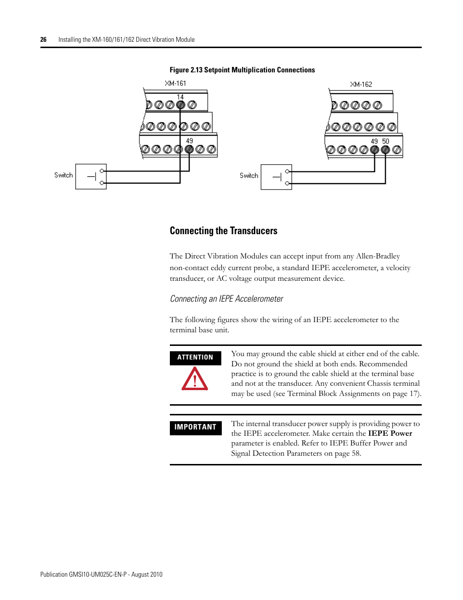 Connecting the transducers | Rockwell Automation 1440-VDRP06-00RH XM-160/161/162 Direct Vibration Module User Manual | Page 34 / 143