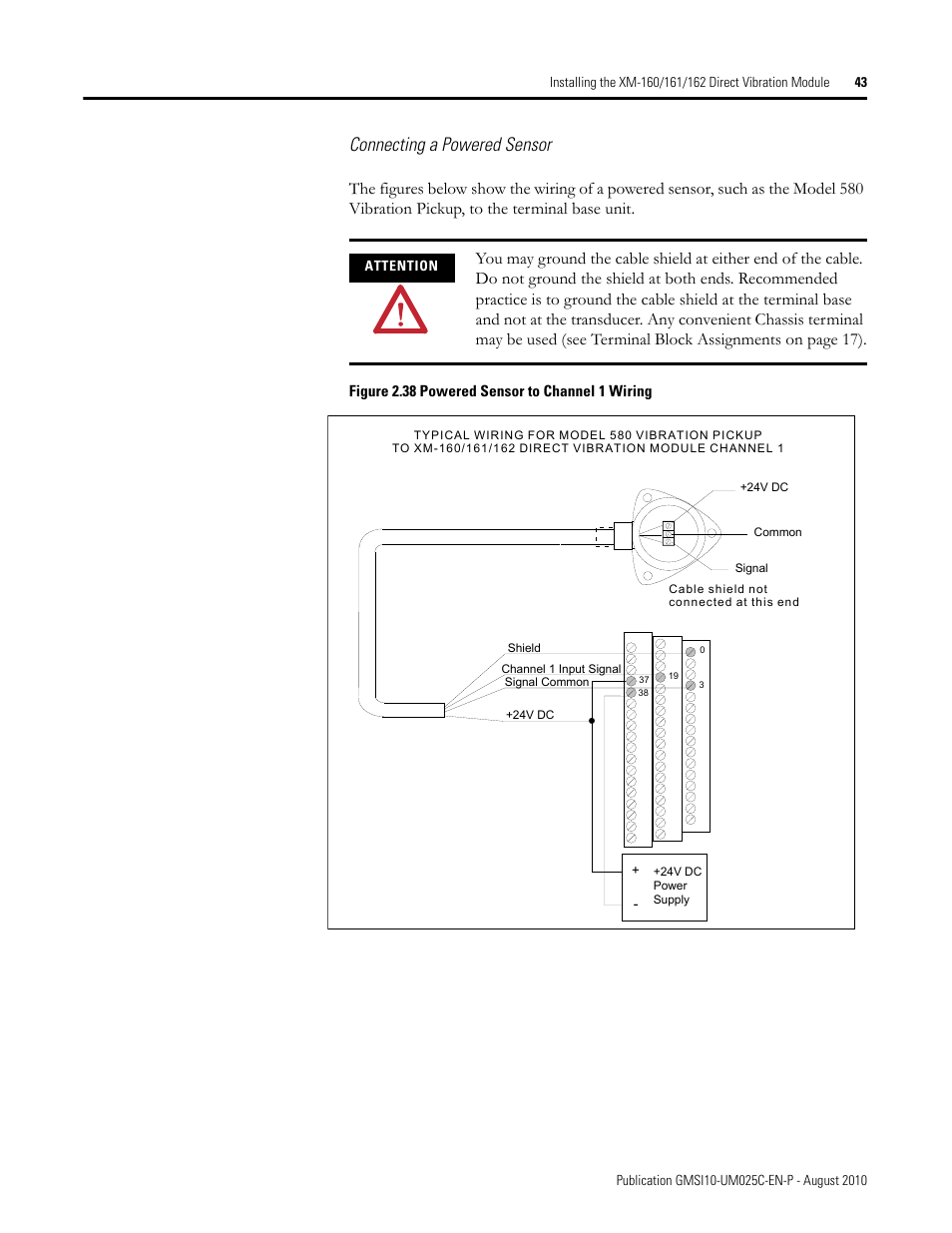 Connecting a powered sensor | Rockwell Automation 1440-VDRP06-00RH XM-160/161/162 Direct Vibration Module User Manual | Page 51 / 143