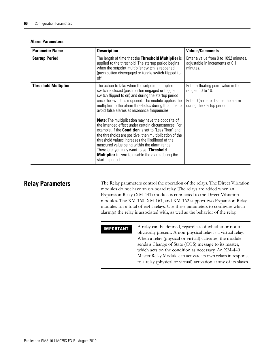 Relay parameters | Rockwell Automation 1440-VDRP06-00RH XM-160/161/162 Direct Vibration Module User Manual | Page 74 / 143
