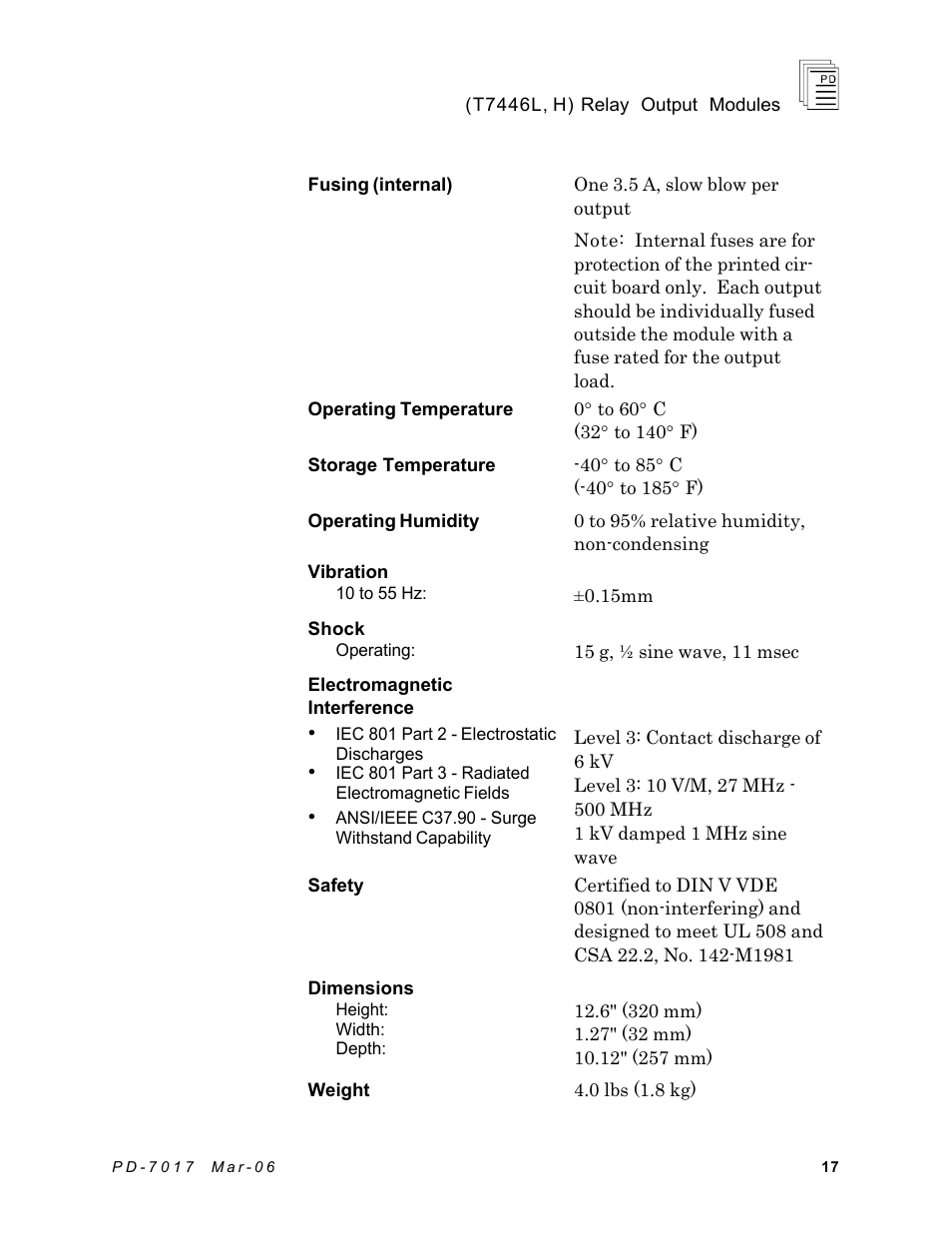 Rockwell Automation T7446L_H ICS Regent+Plus Relay Output Modules User Manual | Page 17 / 18