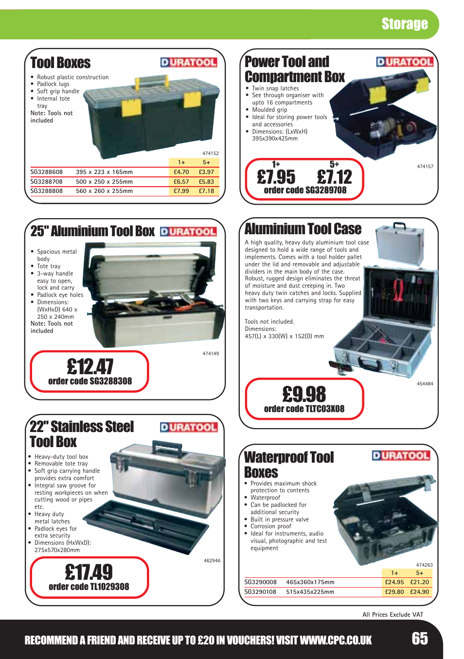 22" stainless steel tool box, Tool boxes, Power tool and compartment box | Waterproof tool boxes, Aluminium tool case, Storage, 25" aluminium tool box | Bosch LHM0610 User Manual | Page 65 / 148