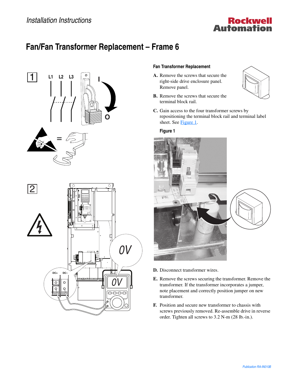 Rockwell Automation GV3000 Fan/Transformer Replacement - Frame 6 User Manual | 2 pages