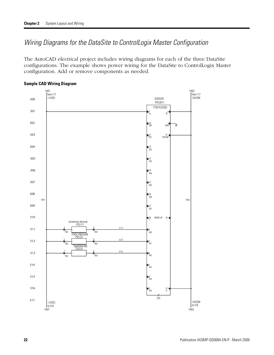 Sample cad wiring diagram | Rockwell Automation 1758 DataSite Accelerator Toolkit User Manual | Page 22 / 112