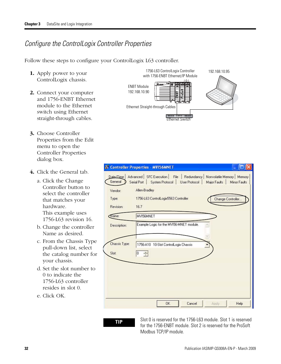 Configure the controllogix, Controller properties, Configure the controllogix controller properties | Rockwell Automation 1758 DataSite Accelerator Toolkit User Manual | Page 32 / 112