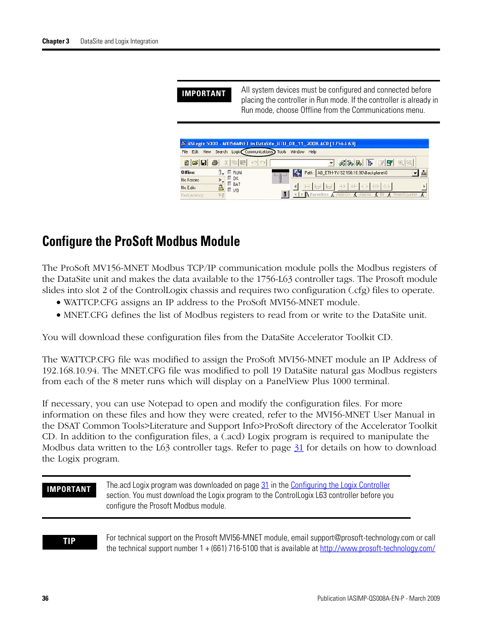 Configure the prosoft modbus module, Configure the prosoft modbus, Module | Rockwell Automation 1758 DataSite Accelerator Toolkit User Manual | Page 36 / 112