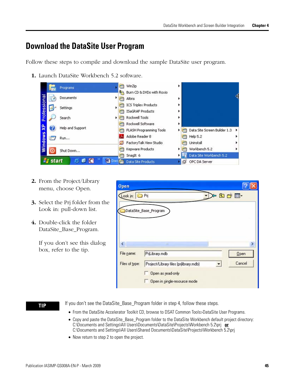 Download the datasite user program, Download the datasite user, Program | Rockwell Automation 1758 DataSite Accelerator Toolkit User Manual | Page 45 / 112