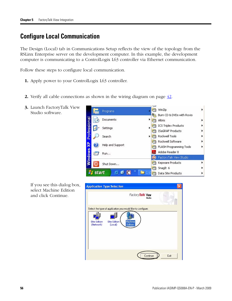 Configure local communication | Rockwell Automation 1758 DataSite Accelerator Toolkit User Manual | Page 56 / 112