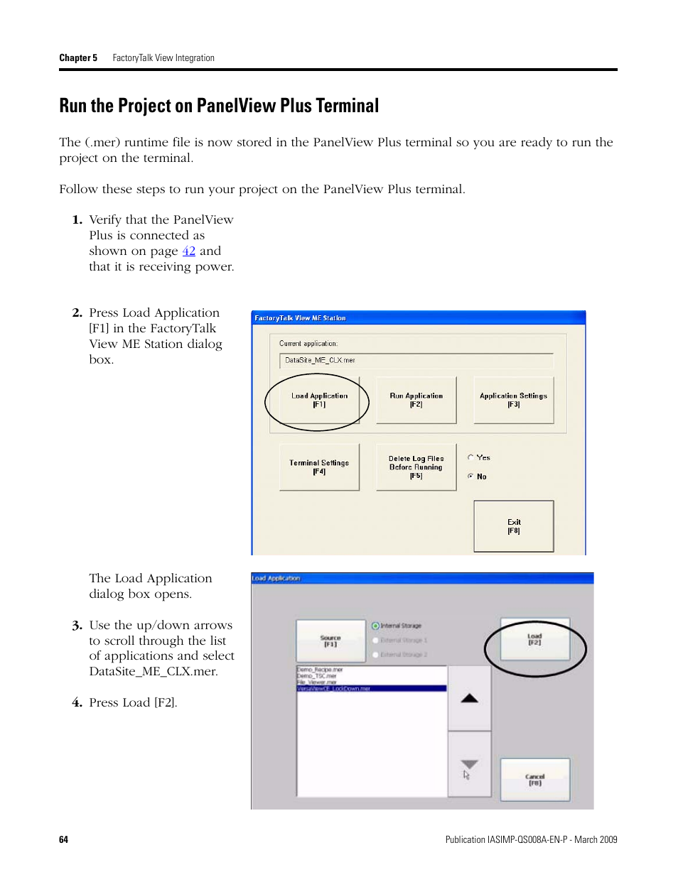 Run the project on panelview plus terminal, Run the project on panelview, Plus terminal | Rockwell Automation 1758 DataSite Accelerator Toolkit User Manual | Page 64 / 112