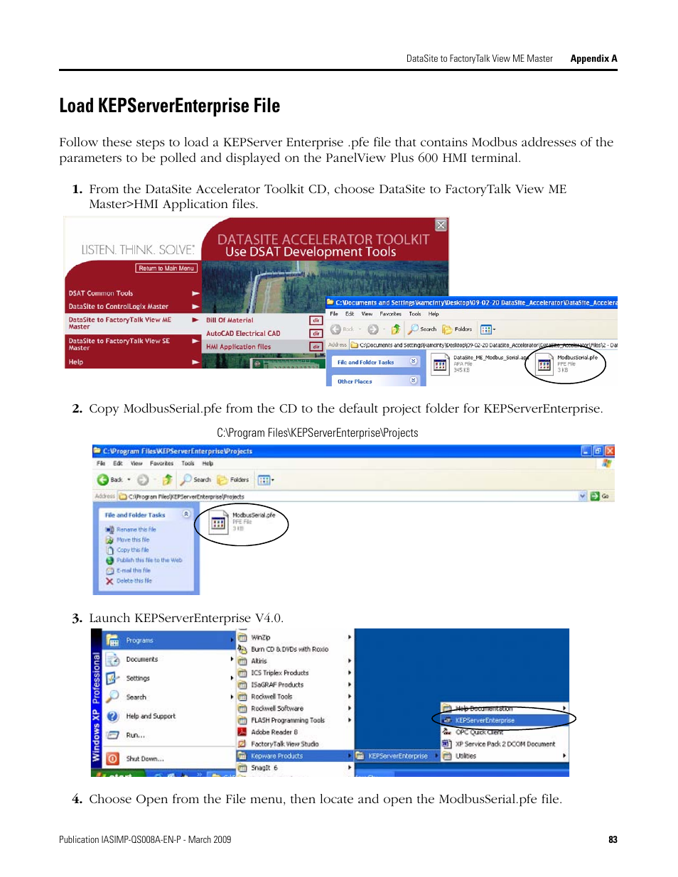 Load kepserverenterprise file, Load kepserverenterprise, File | Rockwell Automation 1758 DataSite Accelerator Toolkit User Manual | Page 83 / 112