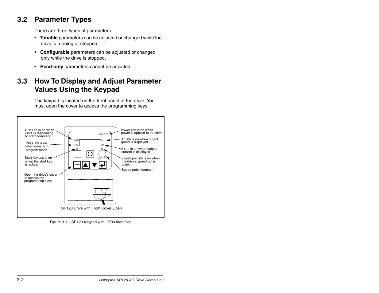 2 parameter types | Rockwell Automation SP120 AC Drive Demo Unit User Manual | Page 10 / 20