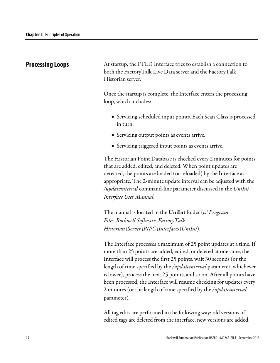 Processing loops | Rockwell Automation FactoryTalk Historian SE 4.0 Live Data Interface User Guide User Manual | Page 12 / 58