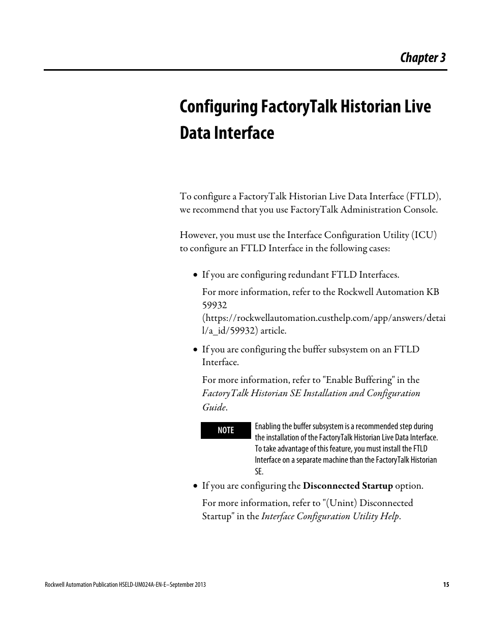 Chapter 3, Configuring factorytalk, Historian live data interface | Rockwell Automation FactoryTalk Historian SE 4.0 Live Data Interface User Guide User Manual | Page 15 / 58