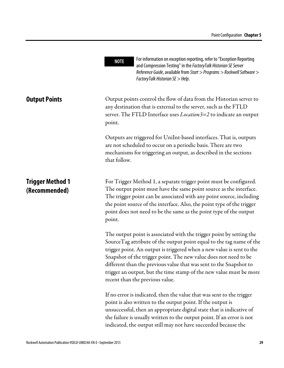 Output points, Trigger method 1 (recommended), Output points trigger method 1 (recommended) | Rockwell Automation FactoryTalk Historian SE 4.0 Live Data Interface User Guide User Manual | Page 29 / 58
