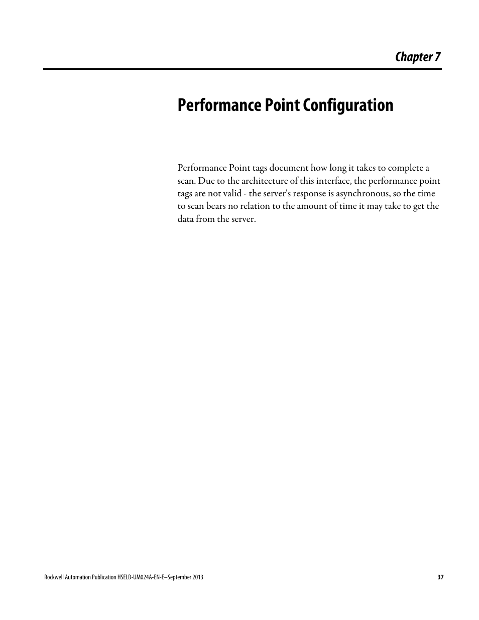 Performance point configuration, Chapter 7, Performance point | Configuration | Rockwell Automation FactoryTalk Historian SE 4.0 Live Data Interface User Guide User Manual | Page 37 / 58