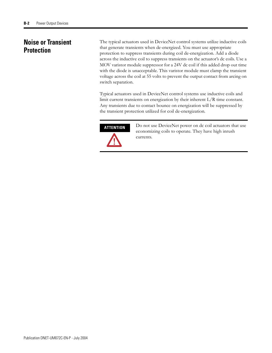 Noise or transient protection | Rockwell Automation DeviceNet Media Design Installation Guide User Manual | Page 118 / 130