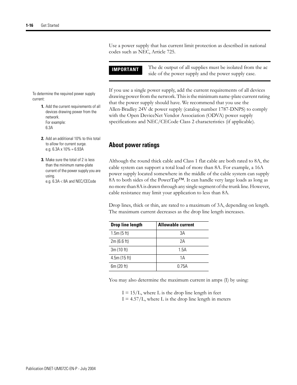 About power ratings | Rockwell Automation DeviceNet Media Design Installation Guide User Manual | Page 26 / 130