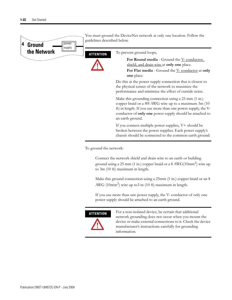 Ground the network | Rockwell Automation DeviceNet Media Design Installation Guide User Manual | Page 32 / 130