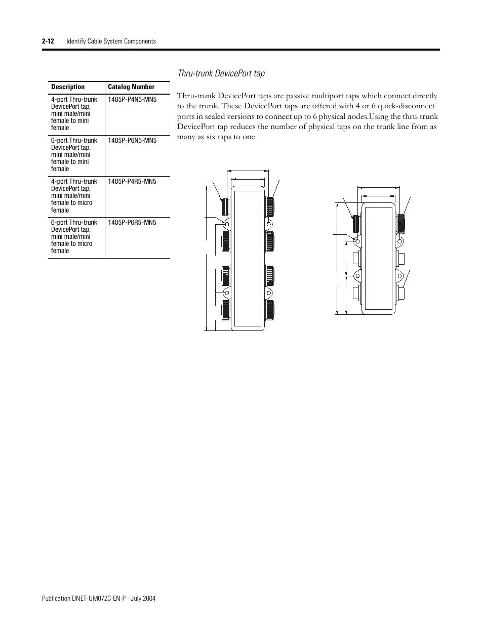 Thru-trunk deviceport tap | Rockwell Automation DeviceNet Media Design Installation Guide User Manual | Page 48 / 130