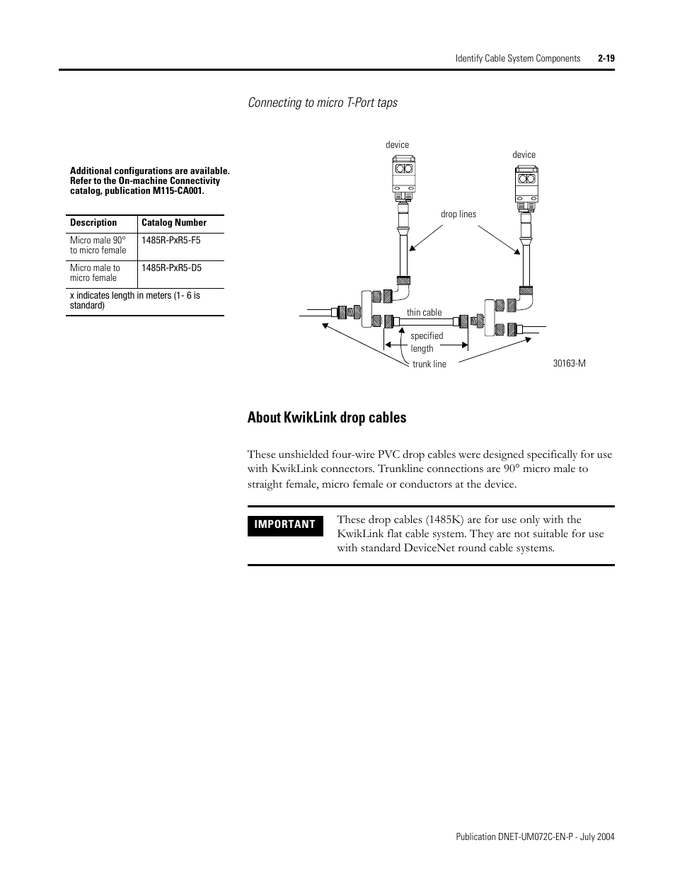 About kwiklink drop cables | Rockwell Automation DeviceNet Media Design Installation Guide User Manual | Page 55 / 130