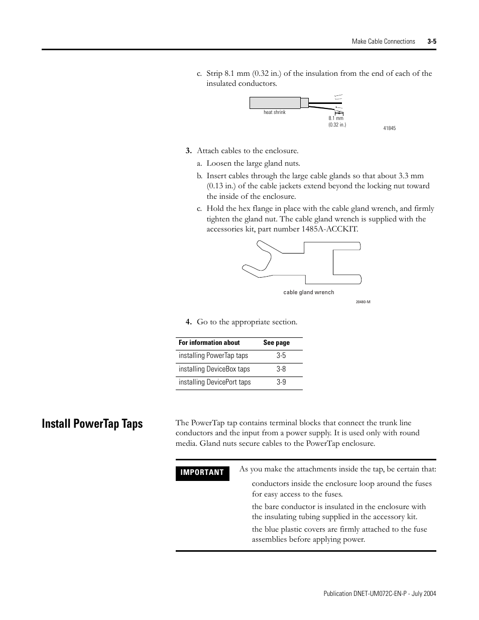 Install powertap taps | Rockwell Automation DeviceNet Media Design Installation Guide User Manual | Page 65 / 130