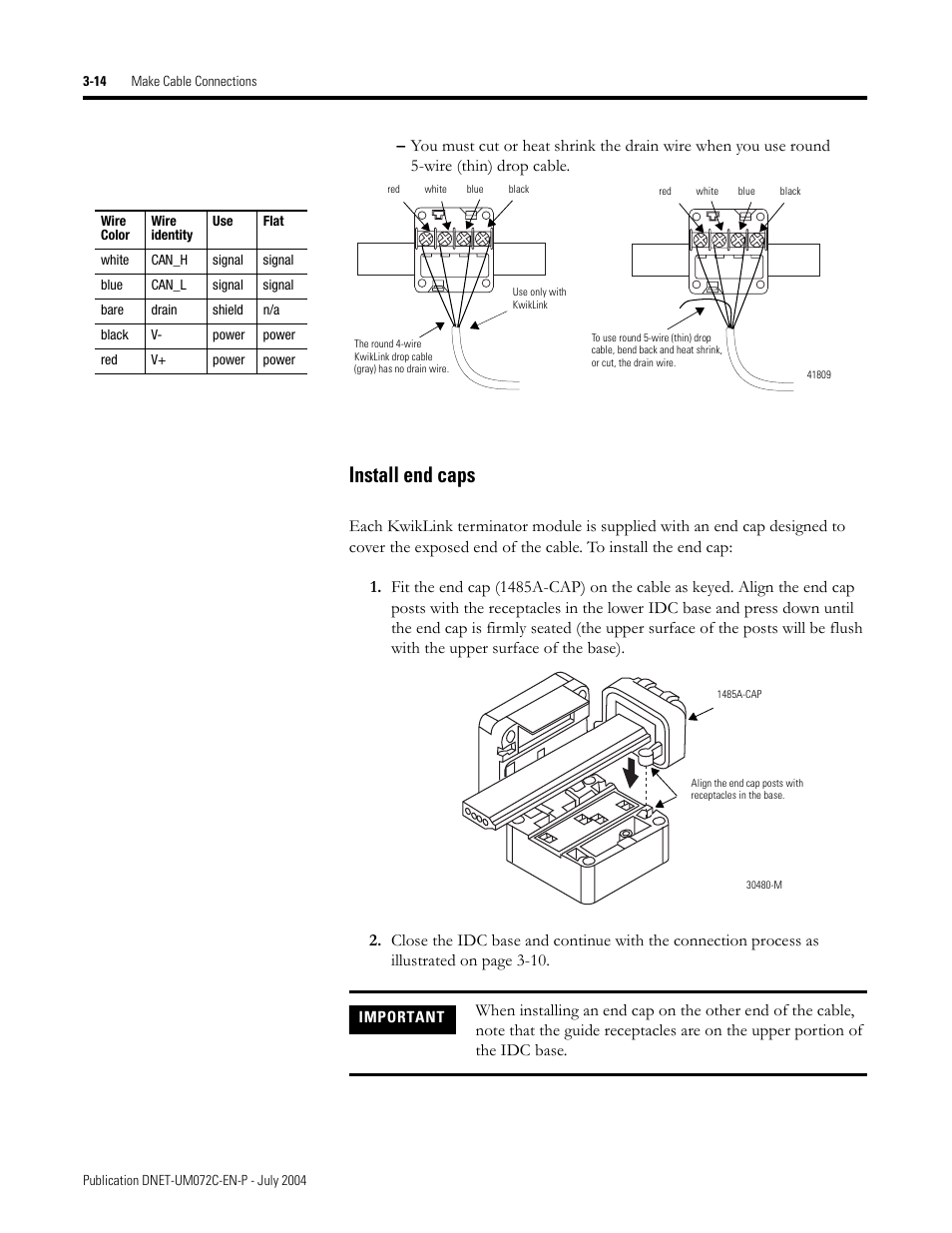 Install end caps | Rockwell Automation DeviceNet Media Design Installation Guide User Manual | Page 74 / 130