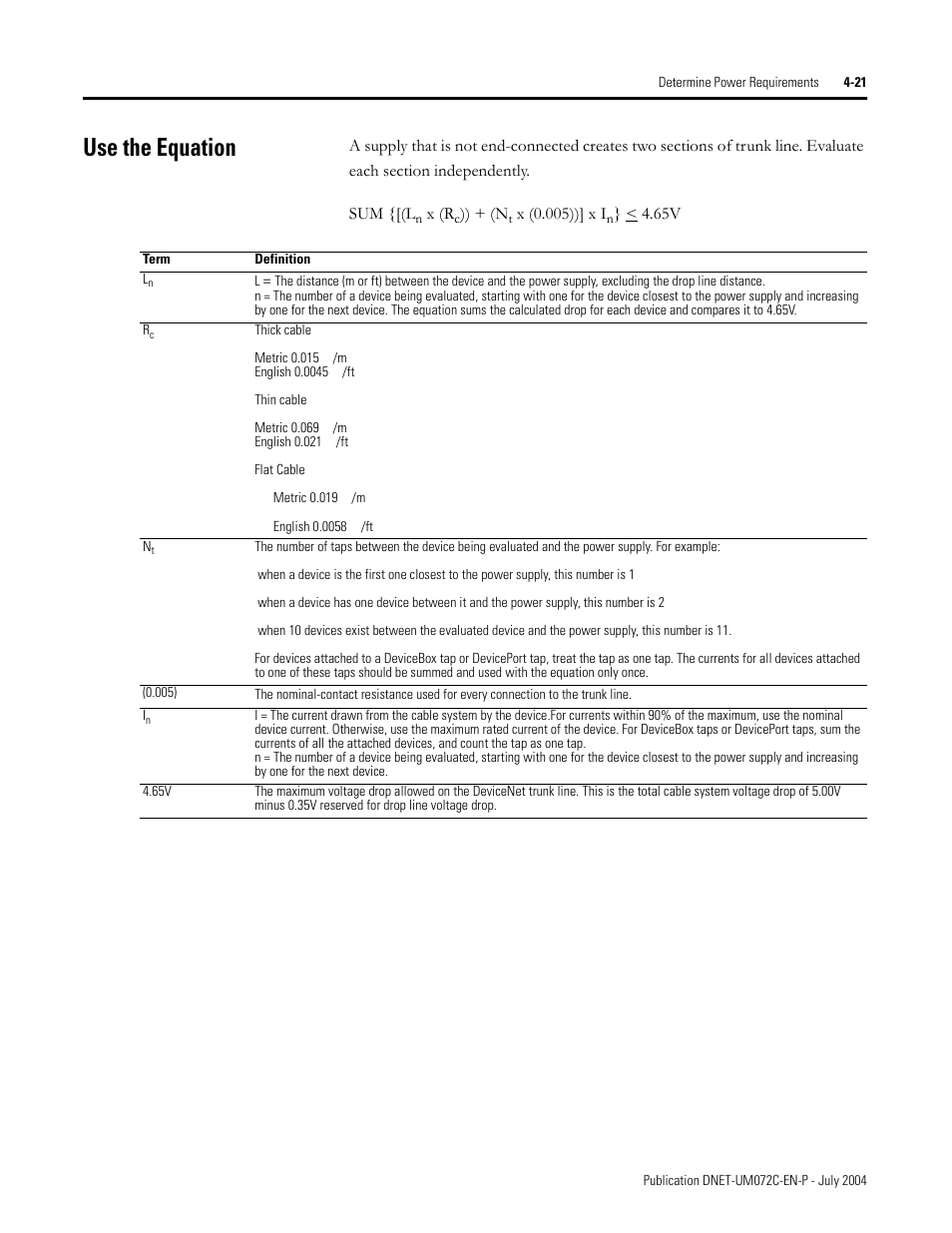 Use the equation | Rockwell Automation DeviceNet Media Design Installation Guide User Manual | Page 99 / 130