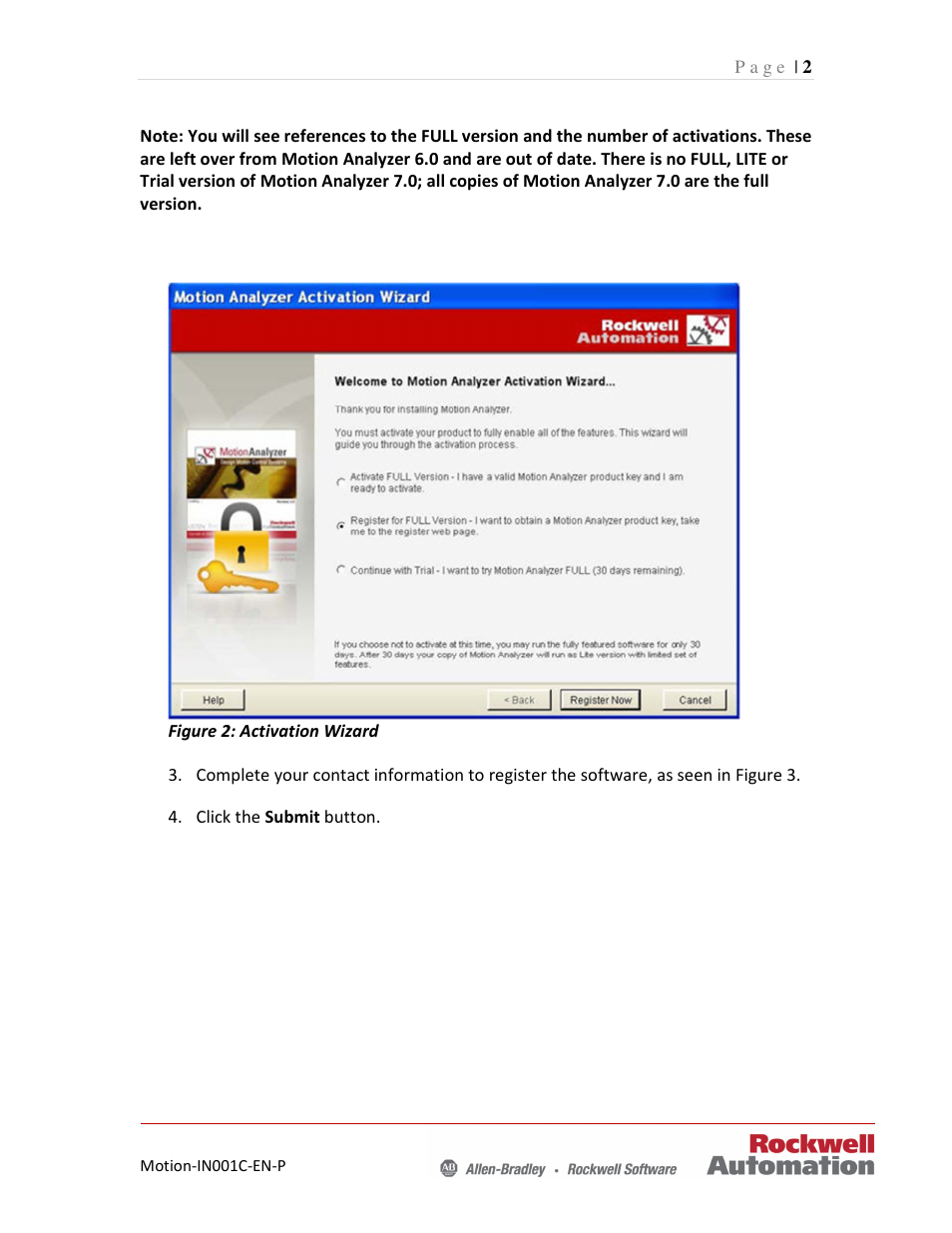 Rockwell Automation Motion Analyzer Registration Instructions User Manual | Page 2 / 6