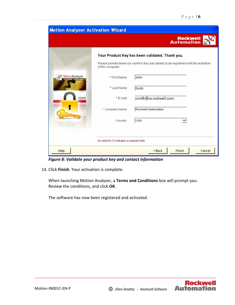 Rockwell Automation Motion Analyzer Registration Instructions User Manual | Page 6 / 6