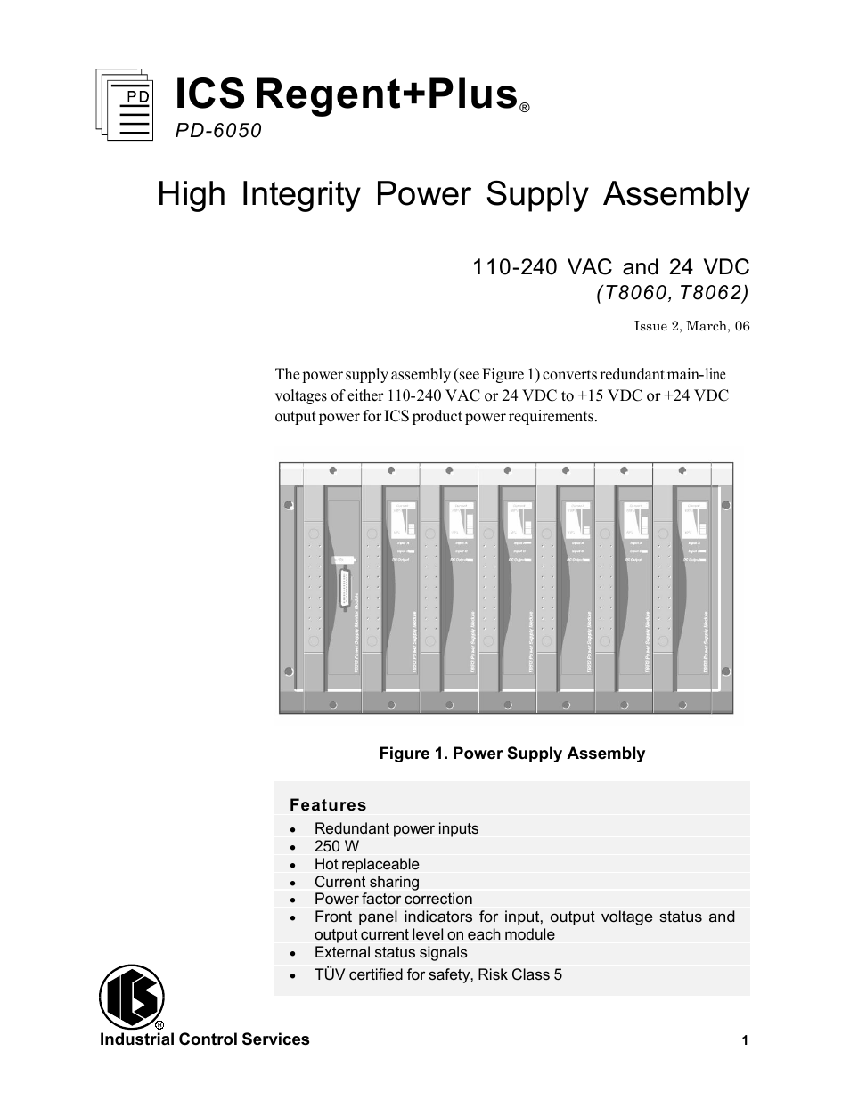 Rockwell Automation T8062 ICS Regent+Plus High Integrity Power Supply Assembly User Manual | 16 pages