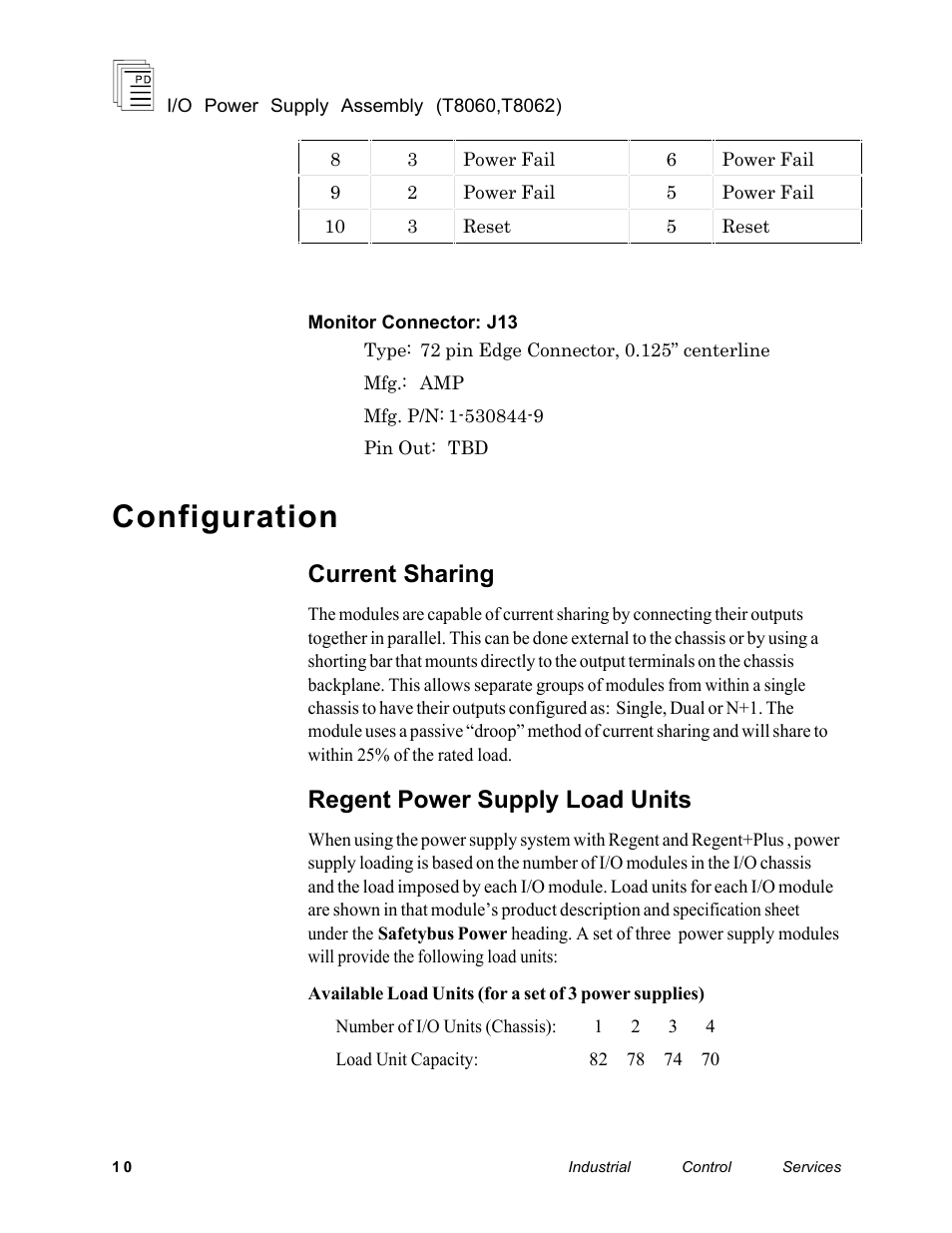 Configuration, Current sharing, Regent power supply load units | Rockwell Automation T8062 ICS Regent+Plus High Integrity Power Supply Assembly User Manual | Page 10 / 16