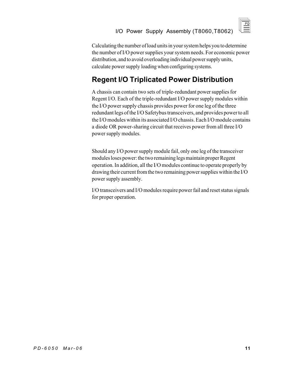 Regent i/o triplicated power distribution | Rockwell Automation T8062 ICS Regent+Plus High Integrity Power Supply Assembly User Manual | Page 11 / 16