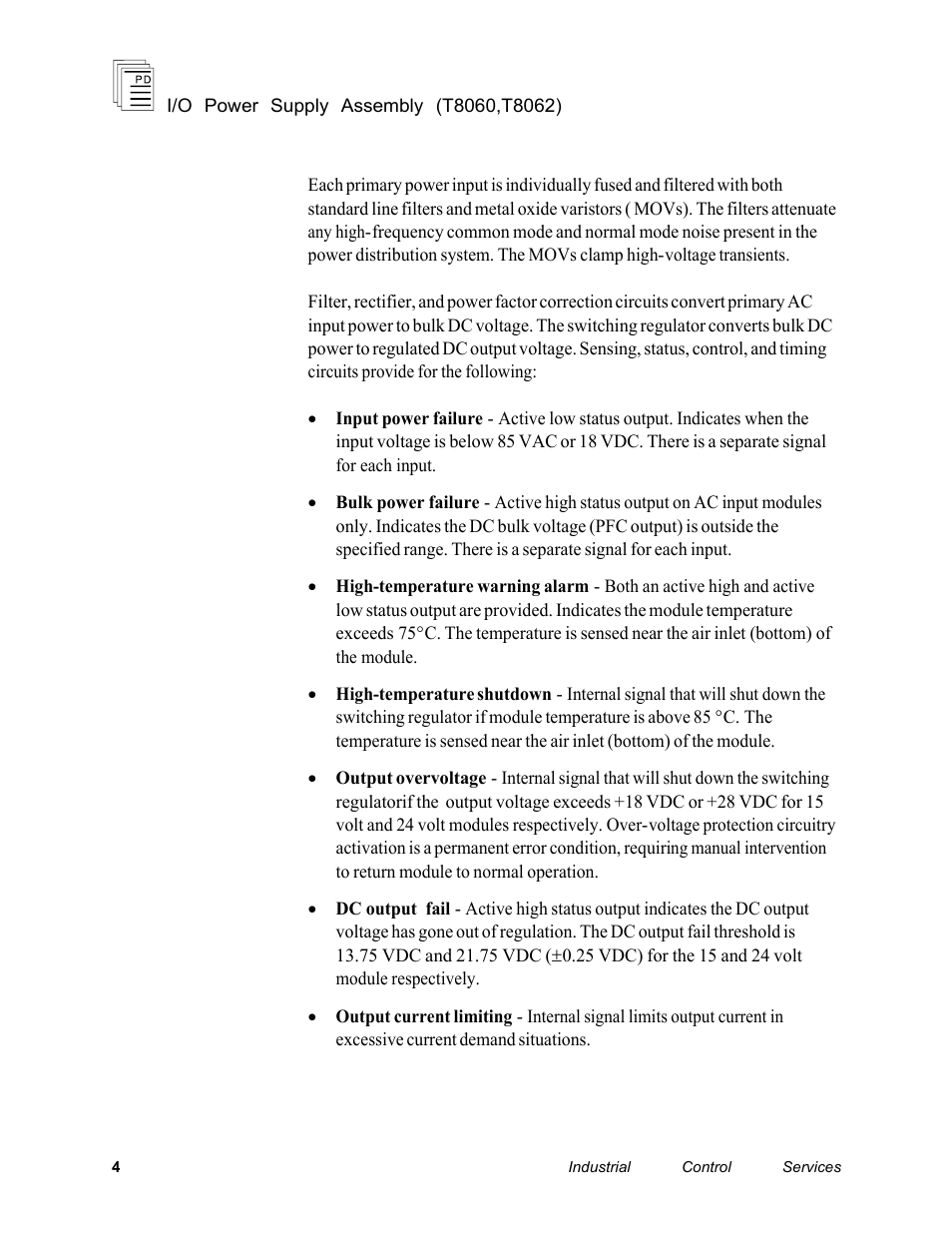 Rockwell Automation T8062 ICS Regent+Plus High Integrity Power Supply Assembly User Manual | Page 4 / 16