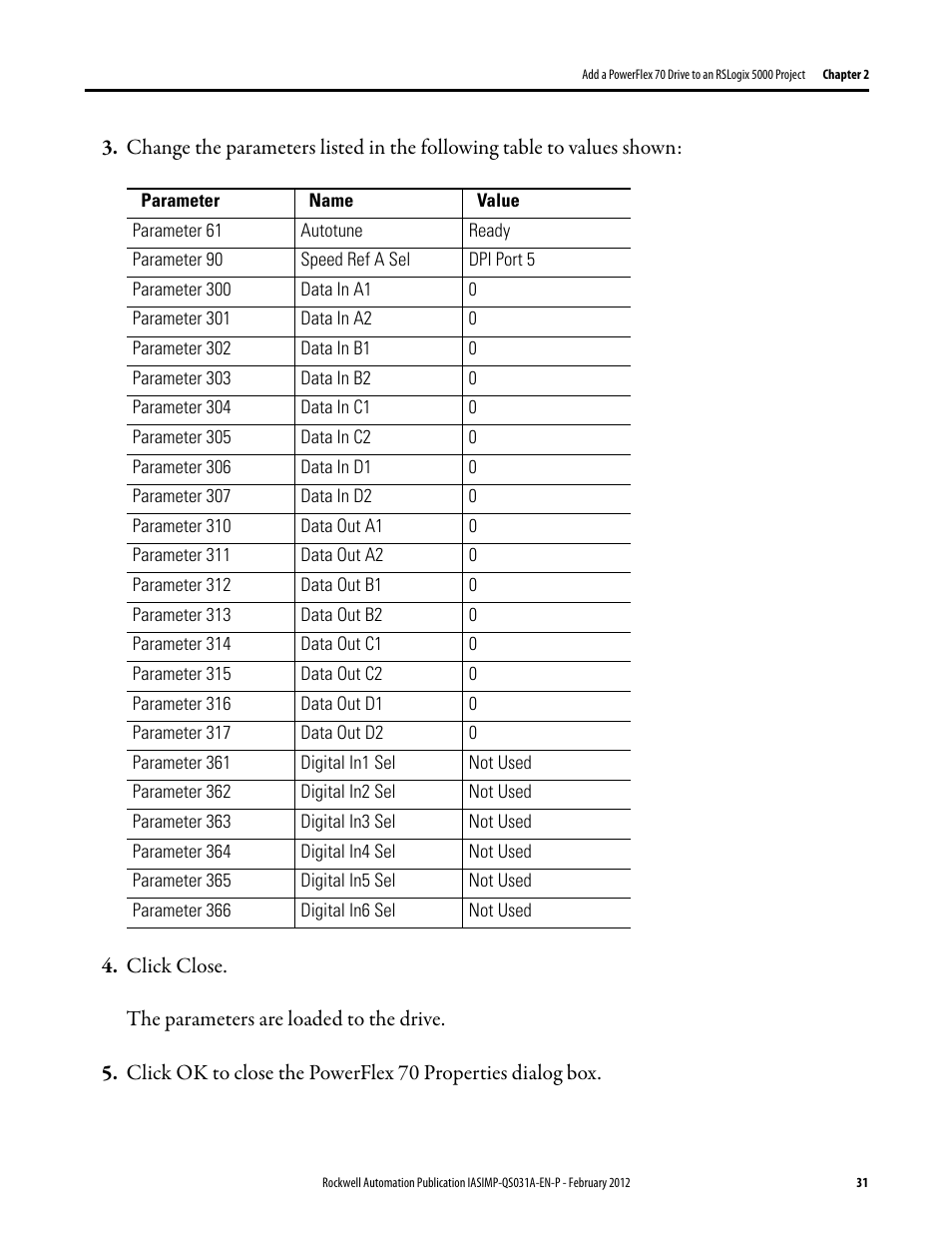 Rockwell Automation Logix5000 Control Systems: Connect PowerFlex 70 Drives over EtherNet/IP Quick Start User Manual | Page 31 / 40