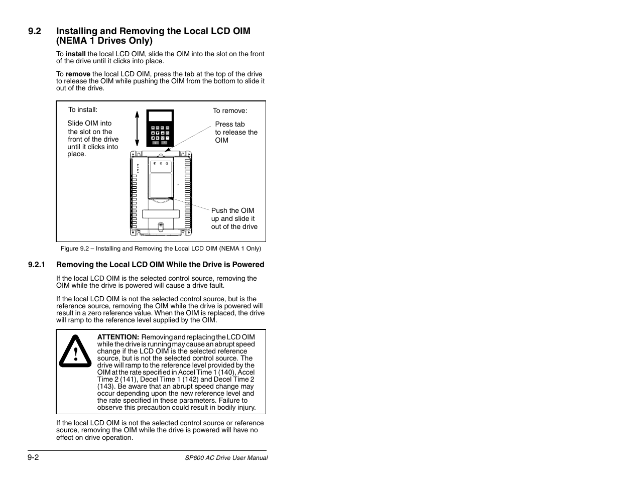 Text, Esc/ prog jog | Rockwell Automation SP600 AC Drive User Manual Version 1.0 User Manual | Page 100 / 300