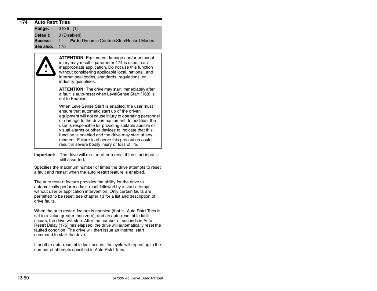 Rockwell Automation SP600 AC Drive User Manual Version 1.0 User Manual | Page 180 / 300