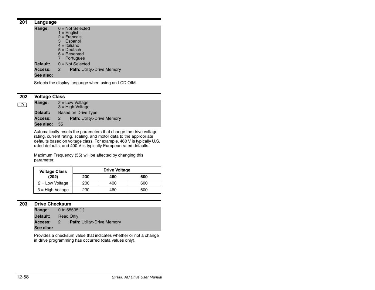 Rockwell Automation SP600 AC Drive User Manual Version 1.0 User Manual | Page 188 / 300