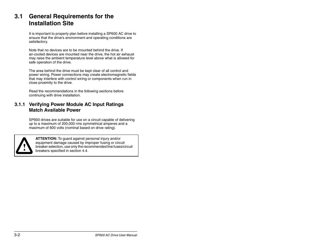 1 general requirements for the installation site | Rockwell Automation SP600 AC Drive User Manual Version 1.0 User Manual | Page 40 / 300