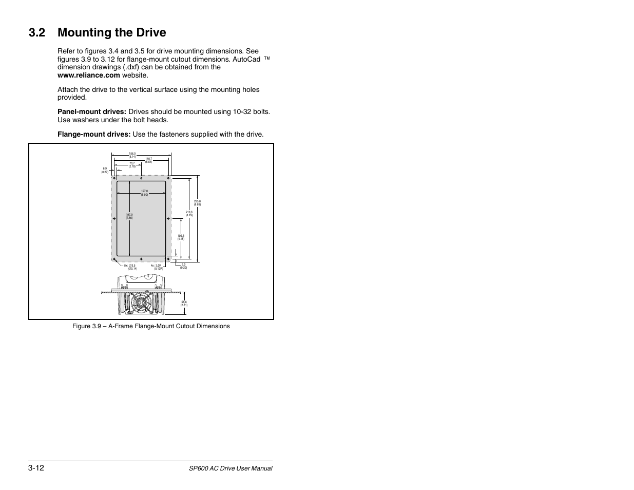 2 mounting the drive | Rockwell Automation SP600 AC Drive User Manual Version 1.0 User Manual | Page 50 / 300