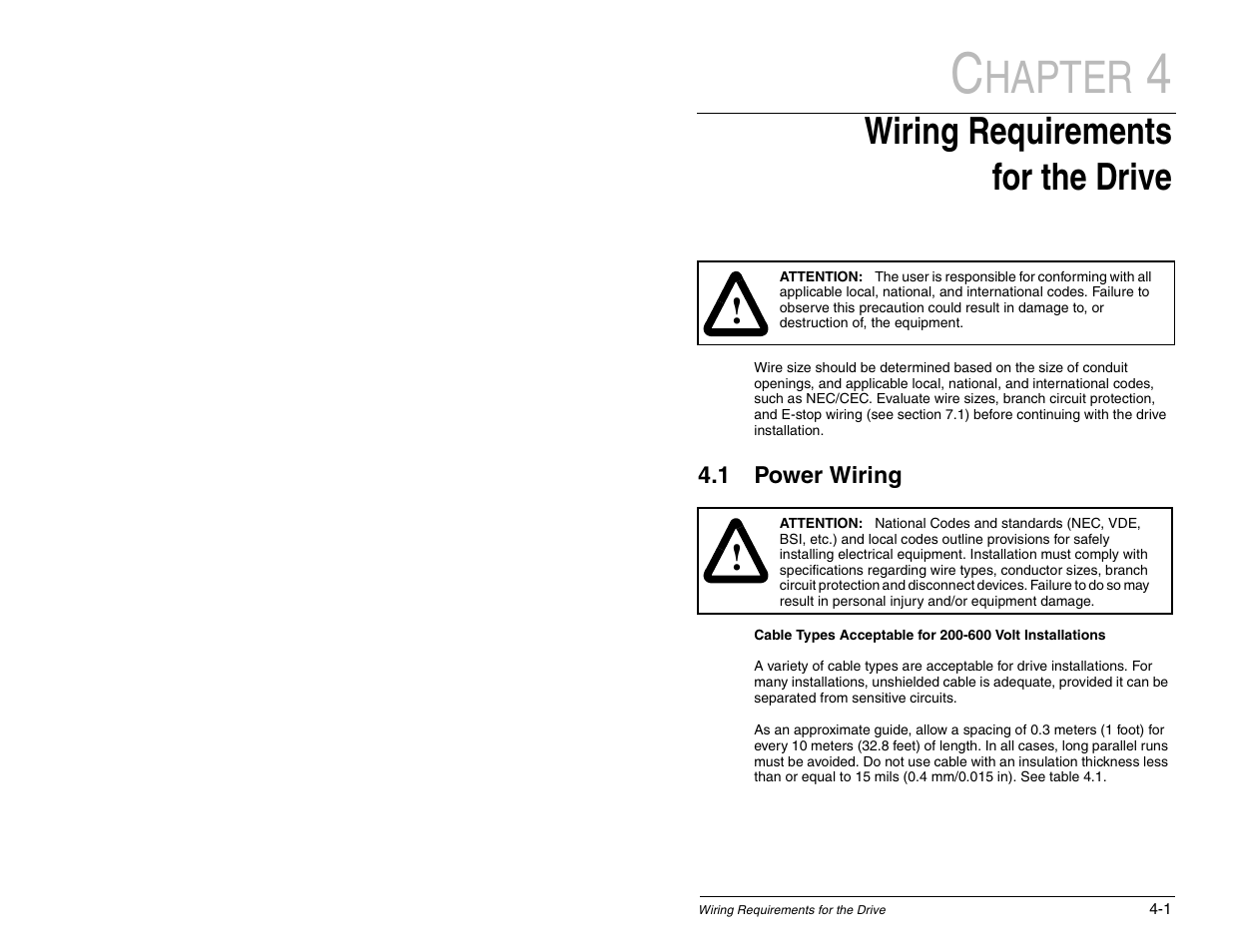 Hapter, Wiring requirements for the drive | Rockwell Automation SP600 AC Drive User Manual Version 1.0 User Manual | Page 55 / 300