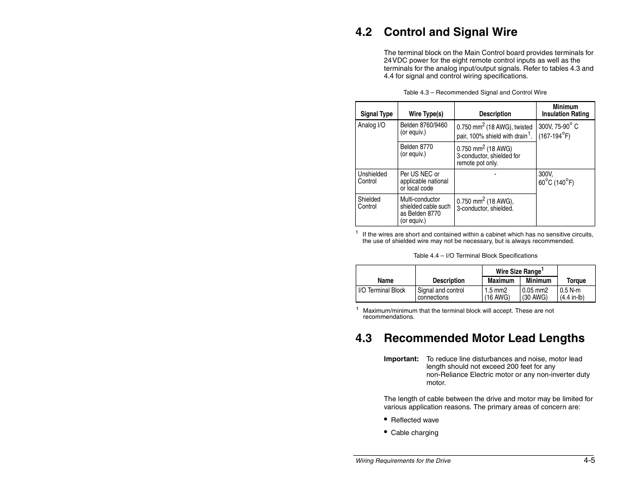 2 control and signal wire, 3 recommended motor lead lengths | Rockwell Automation SP600 AC Drive User Manual Version 1.0 User Manual | Page 59 / 300