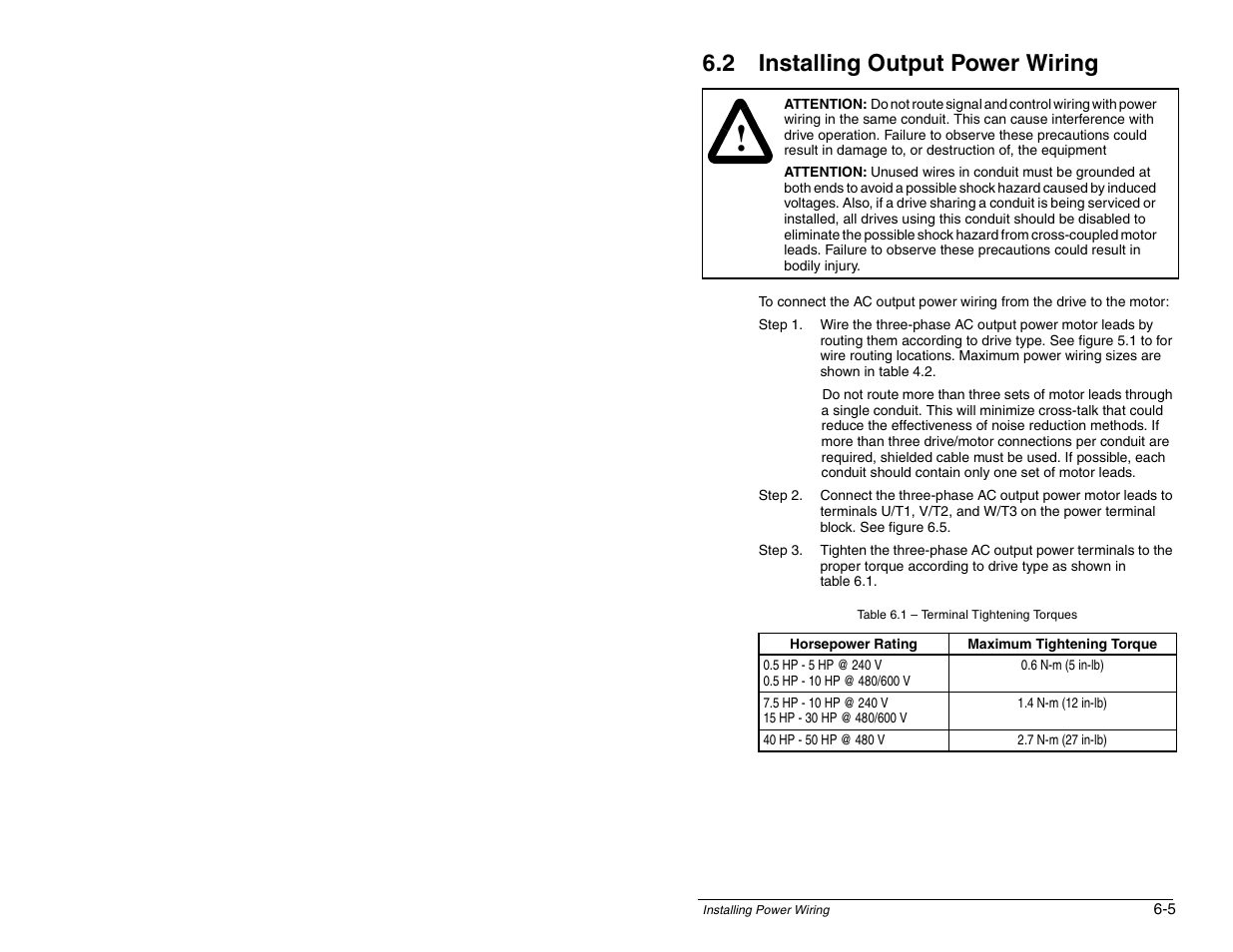 2 installing output power wiring | Rockwell Automation SP600 AC Drive User Manual Version 1.0 User Manual | Page 75 / 300