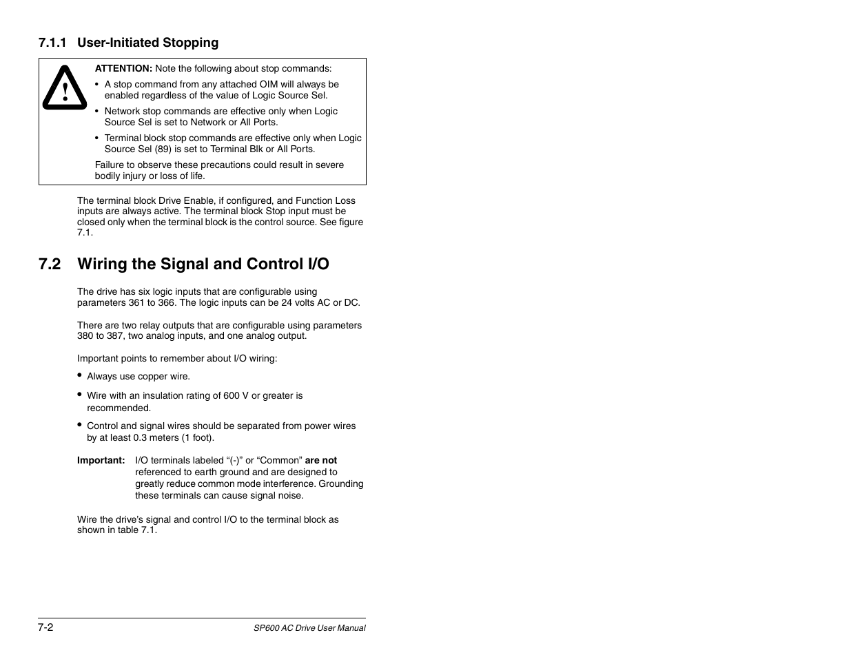 2 wiring the signal and control i/o | Rockwell Automation SP600 AC Drive User Manual Version 1.0 User Manual | Page 84 / 300