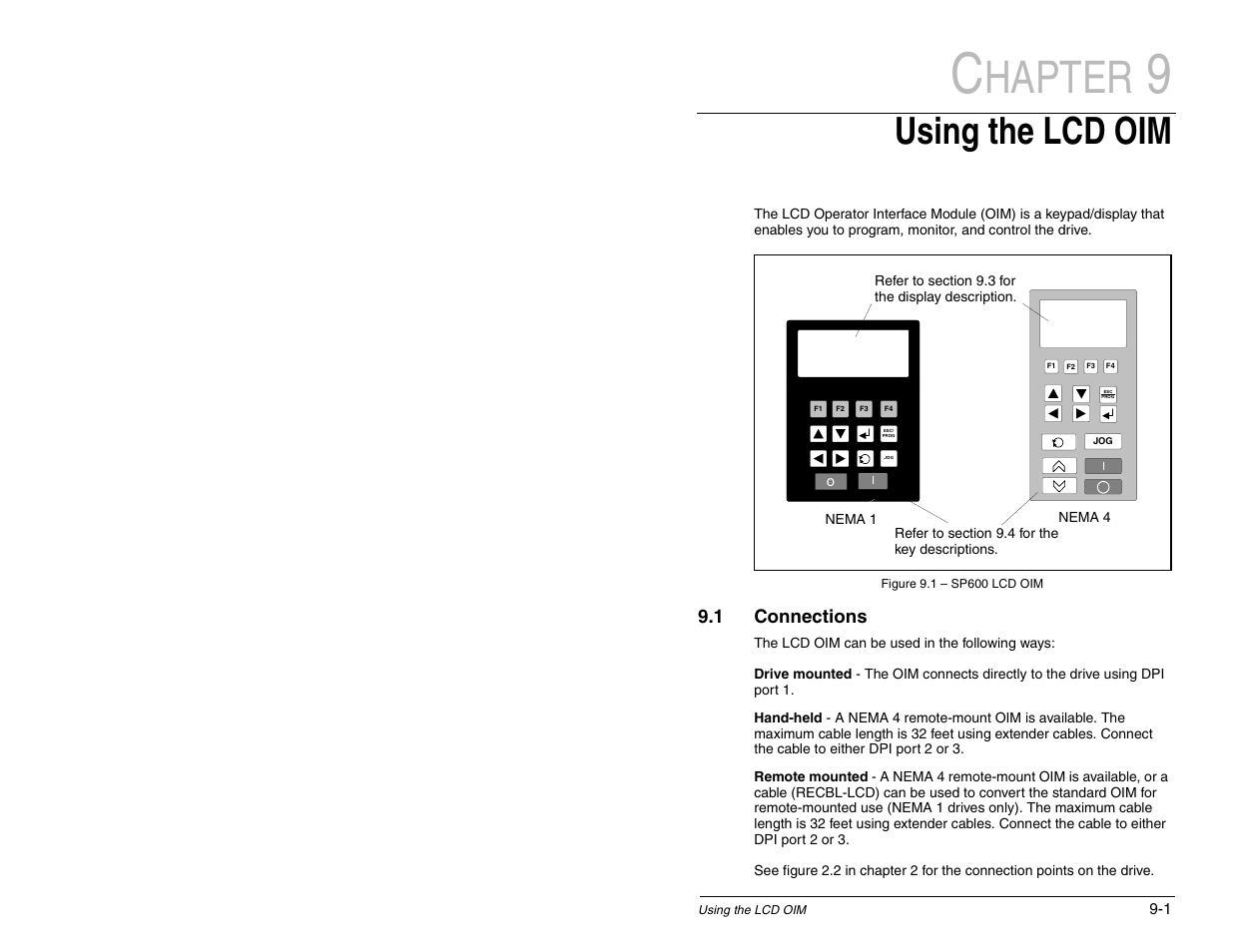 Hapter, Using the lcd oim | Rockwell Automation SP600 AC Drive User Manual Version 1.0 User Manual | Page 99 / 300