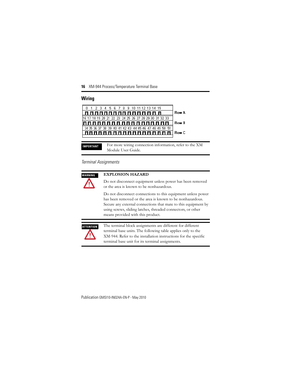 Wiring | Rockwell Automation 1440-TB-E XM-944 Process/Temperature Terminal Base User Manual | Page 16 / 24
