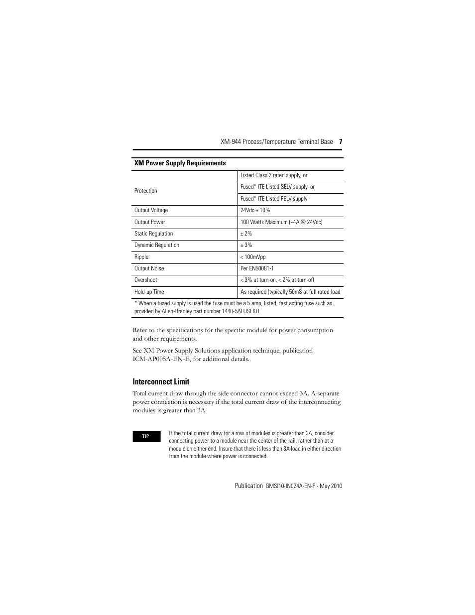 Interconnect limit | Rockwell Automation 1440-TB-E XM-944 Process/Temperature Terminal Base User Manual | Page 7 / 24