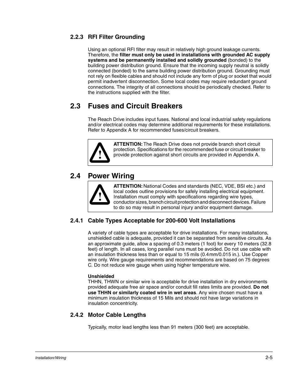 3 rfi filter grounding -5, Fuses and circuit breakers -5 | Rockwell Automation Liqui-Flo DBT Reach Drive User Manual | Page 11 / 248
