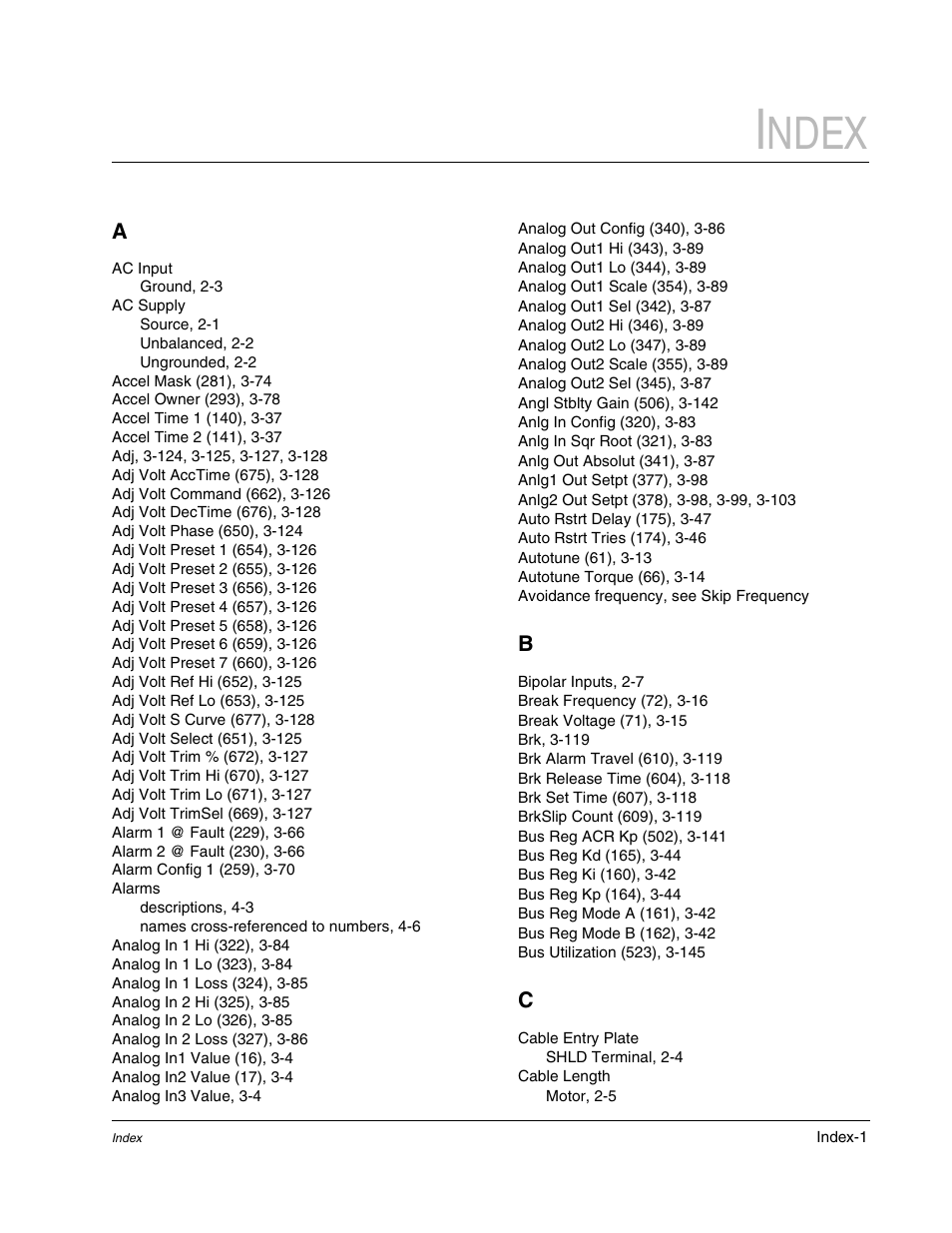 Ndex | Rockwell Automation Liqui-Flo DBT Reach Drive User Manual | Page 239 / 248