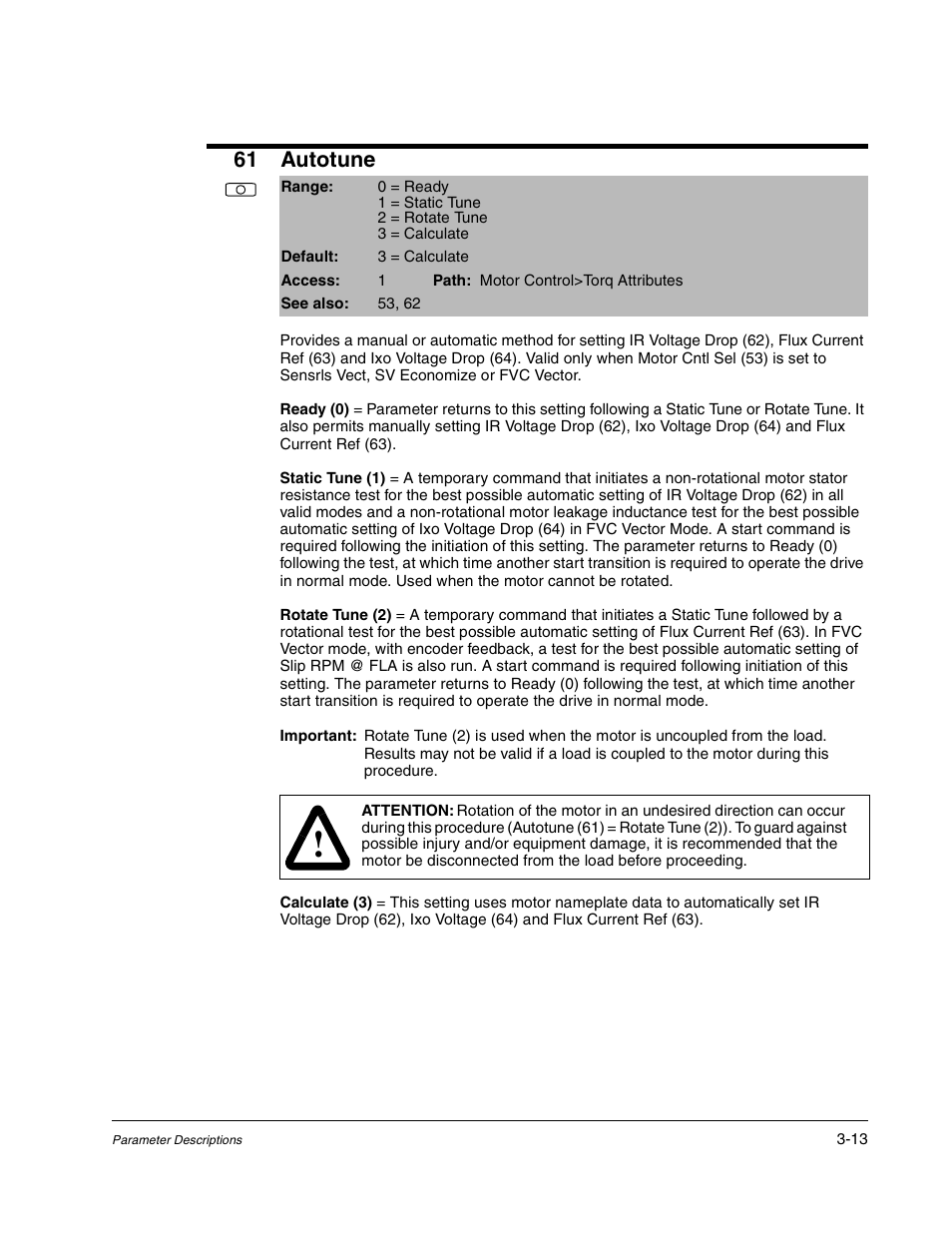 61 autotune | Rockwell Automation Liqui-Flo DBT Reach Drive User Manual | Page 39 / 248